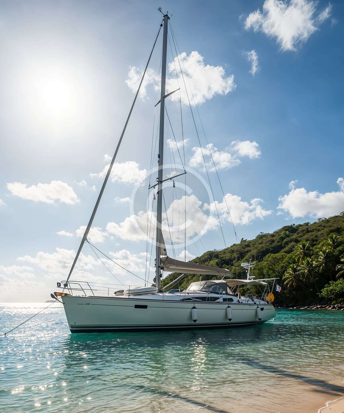 Luxury white sailboat